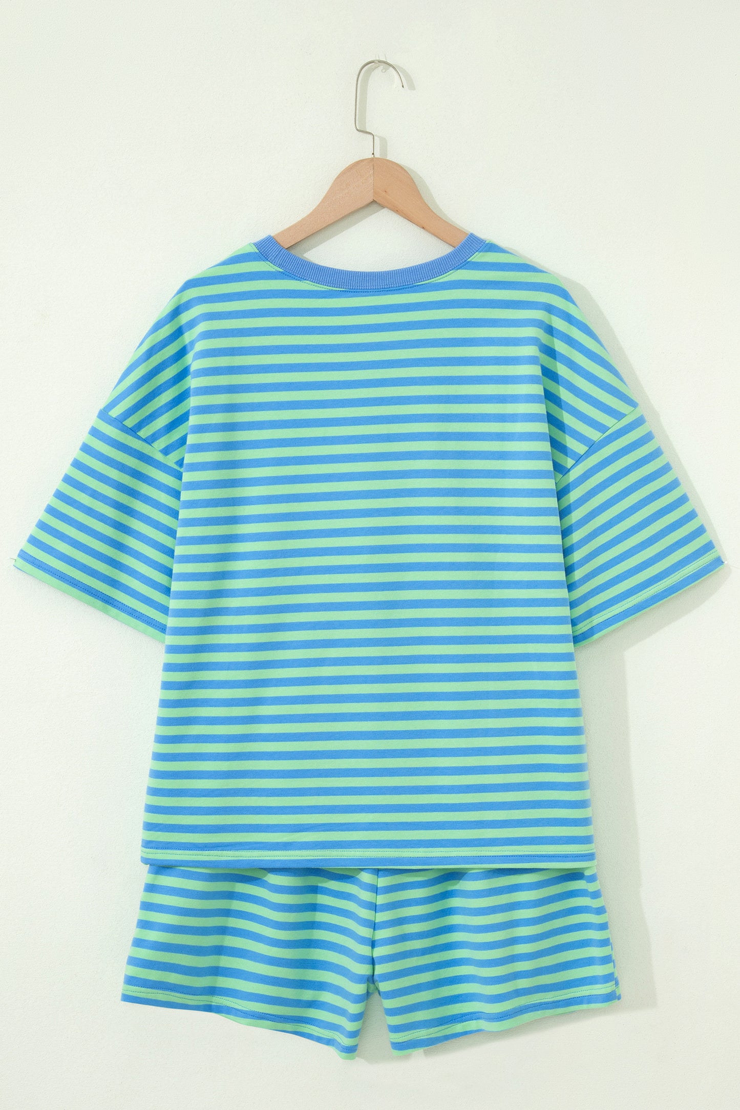 Green Stripe Striped Ribbed Cotton Two-Piece
