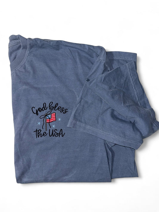 Embroidered God Bless the USA tee