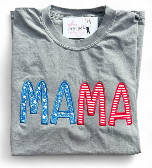 Embroidered Patriotic MAMA tee