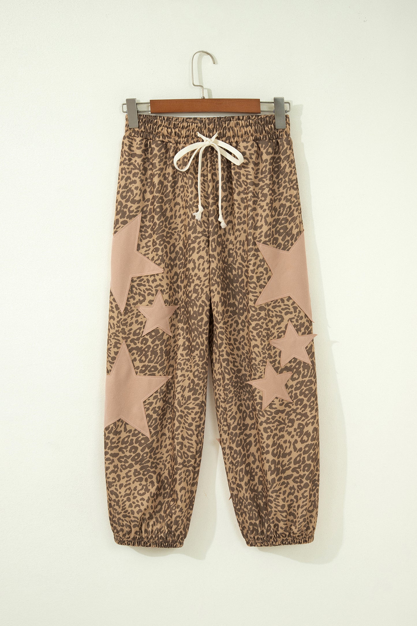 Khaki Leopard Print Star Jogger Pants