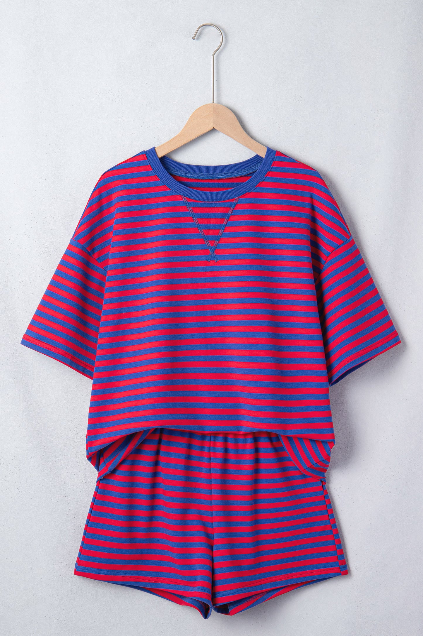 Green Stripe Striped Ribbed Cotton Two-Piece